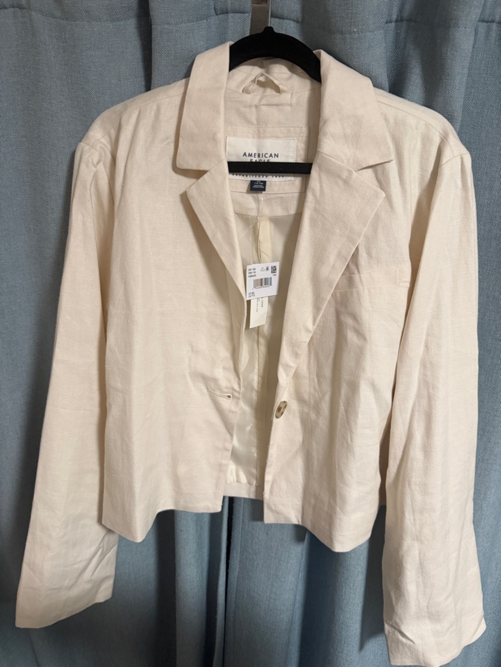 American Eagle Single-Button Linen Blend Cropped Blazer - XXL